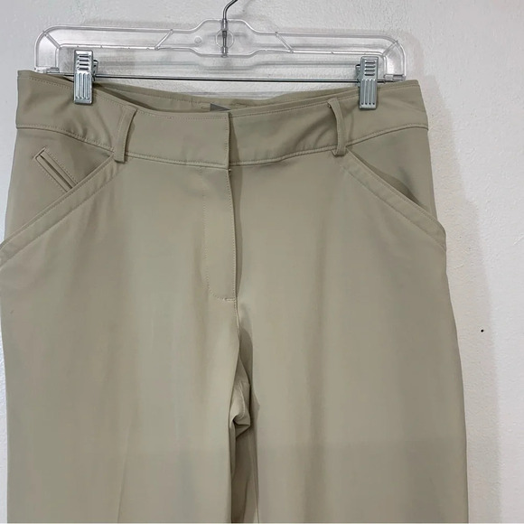 Nike Golf Pants Woman Medium  Dri Fit Straight Leg Beigh Stretch Pockets Trouser - Picture 2 of 16